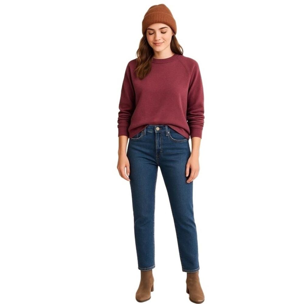 L.L.Bean Traditional Fit Cotton Crewneck Sweatshirt S‎ Regular Burgundy